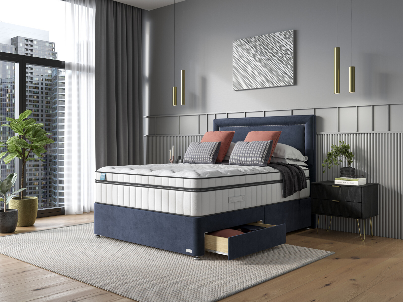 iGel NanoTech 6000i Plushtop Divan Bed Set on Castors from Bensons for Beds