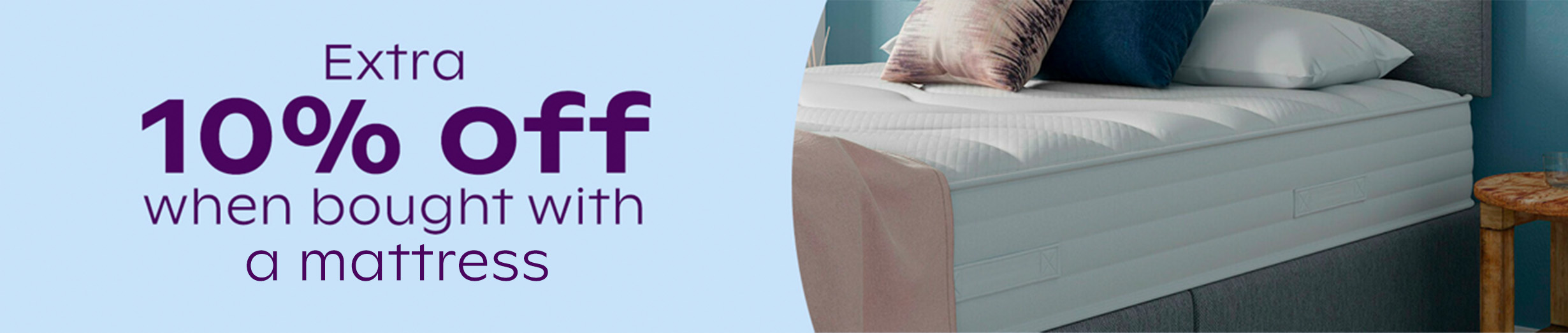Extra 10% off bed frames and divan bases when bought with a mattress