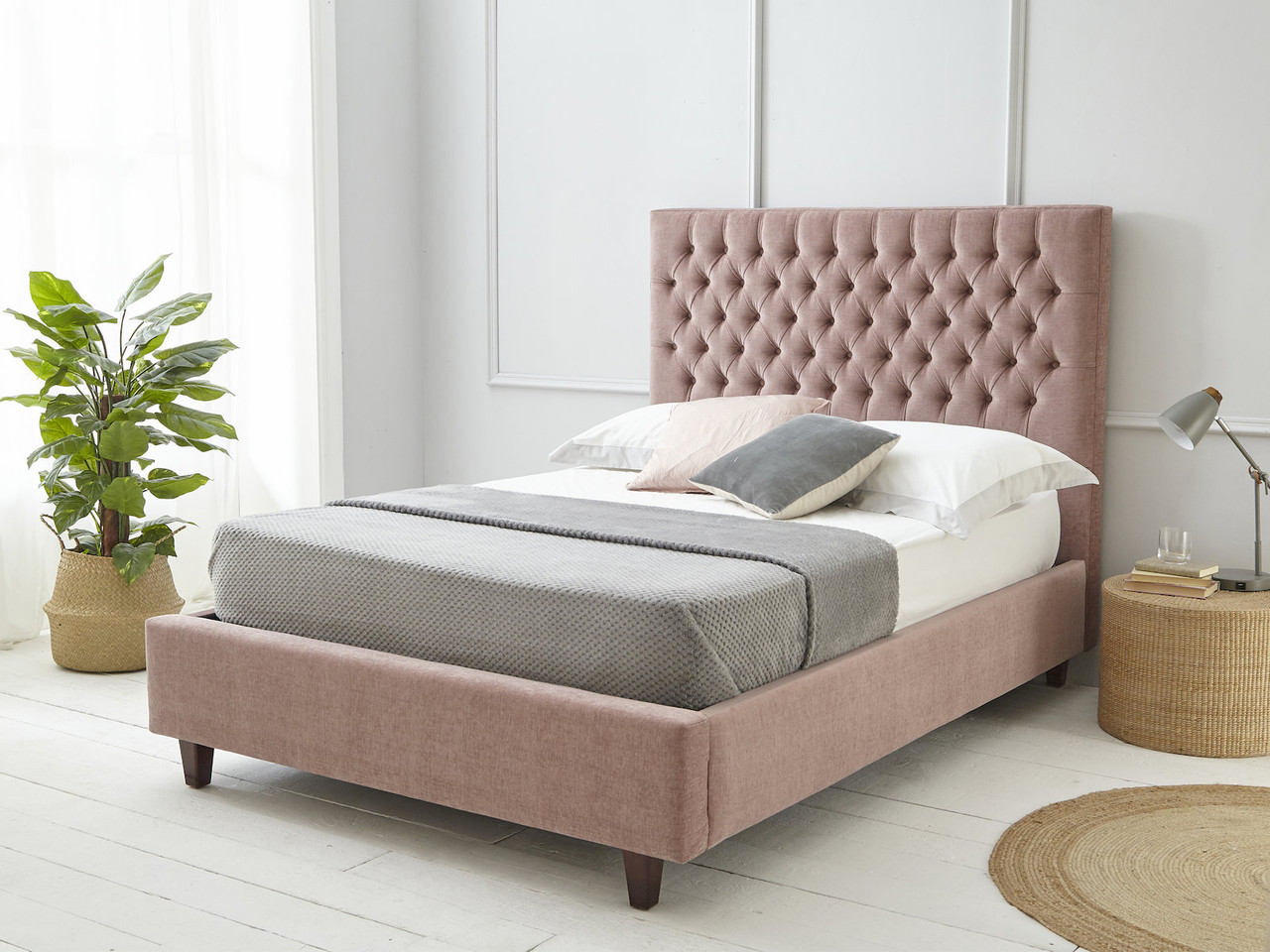 Emelia Upholstered Bed Frame Double Flamingo