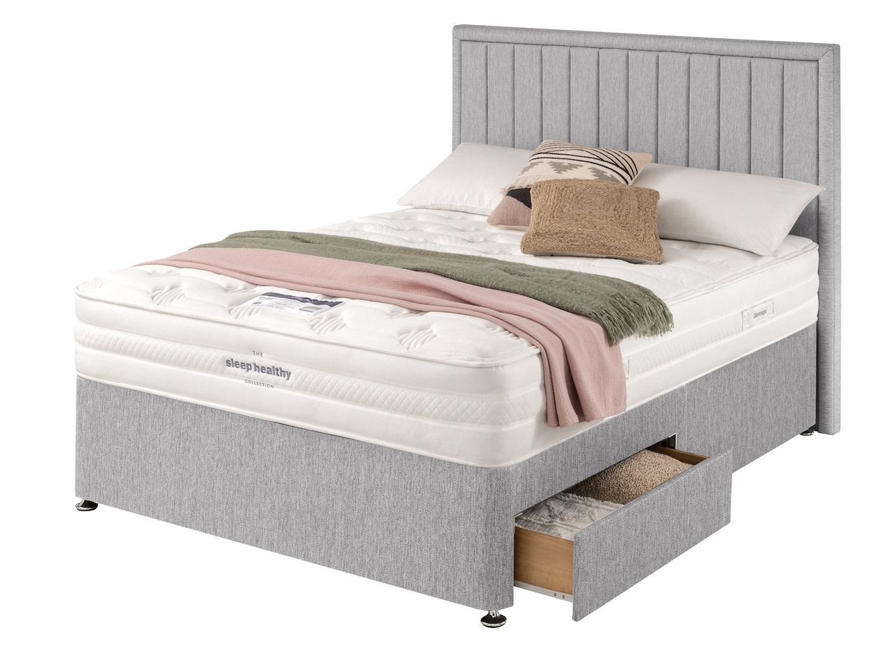 Silentnight Sleep Healthy Eco 2000 Divan Bed Set Single Dolphin Grey