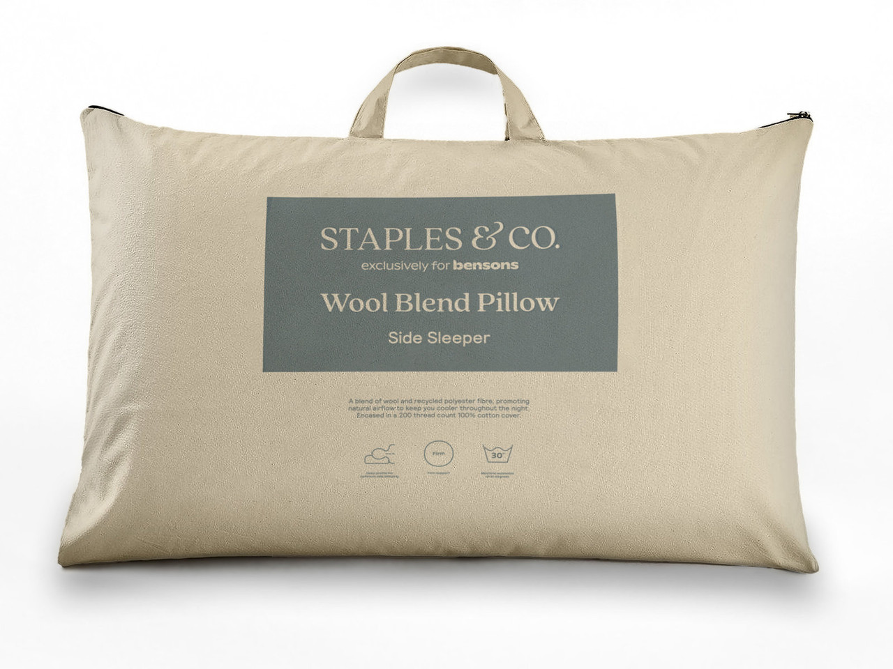 Staples And Co Wool Blend Side Sleeper Pillow One Size White