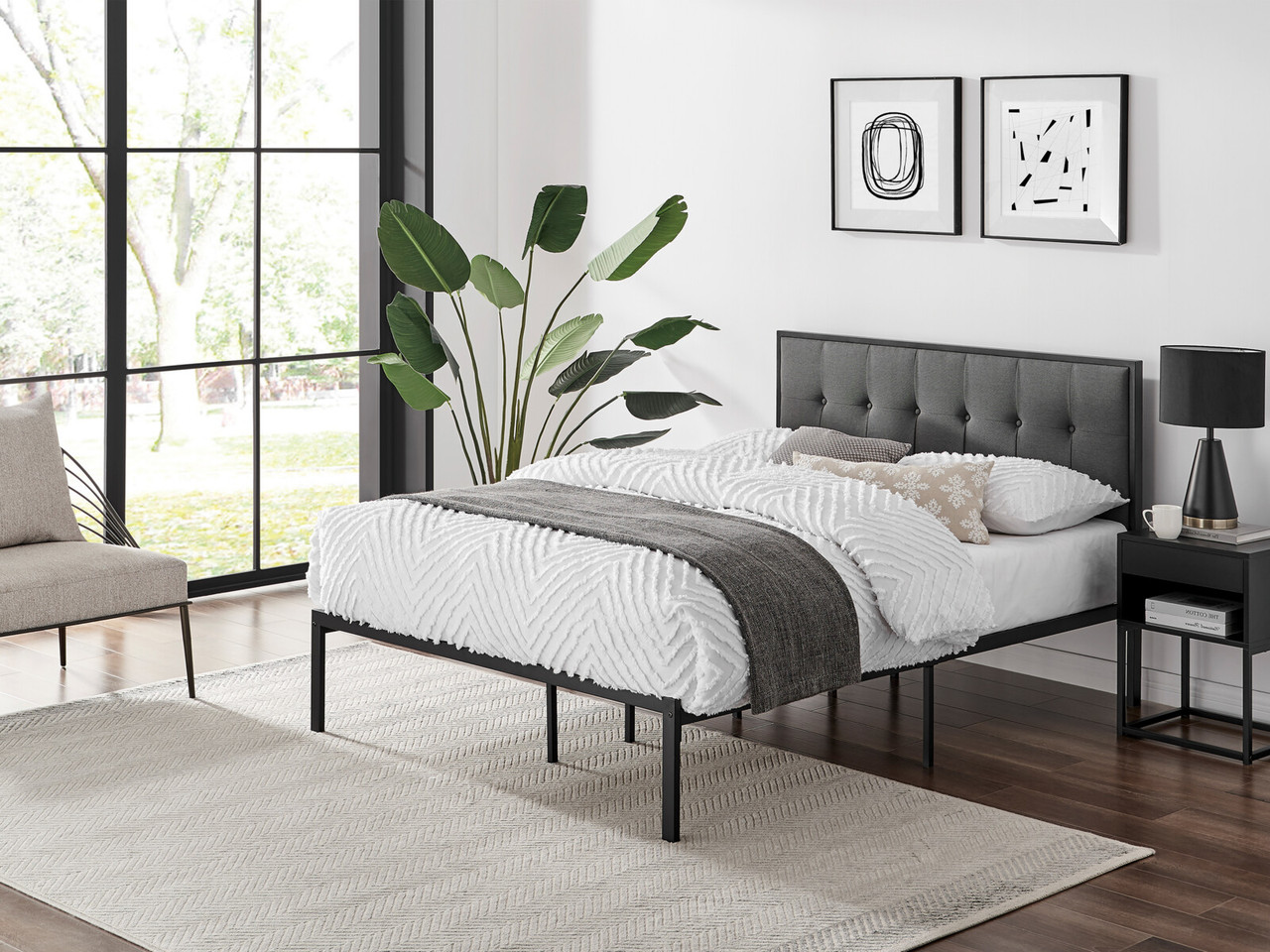 Maddison Bed Frame Double Charcoal Grey