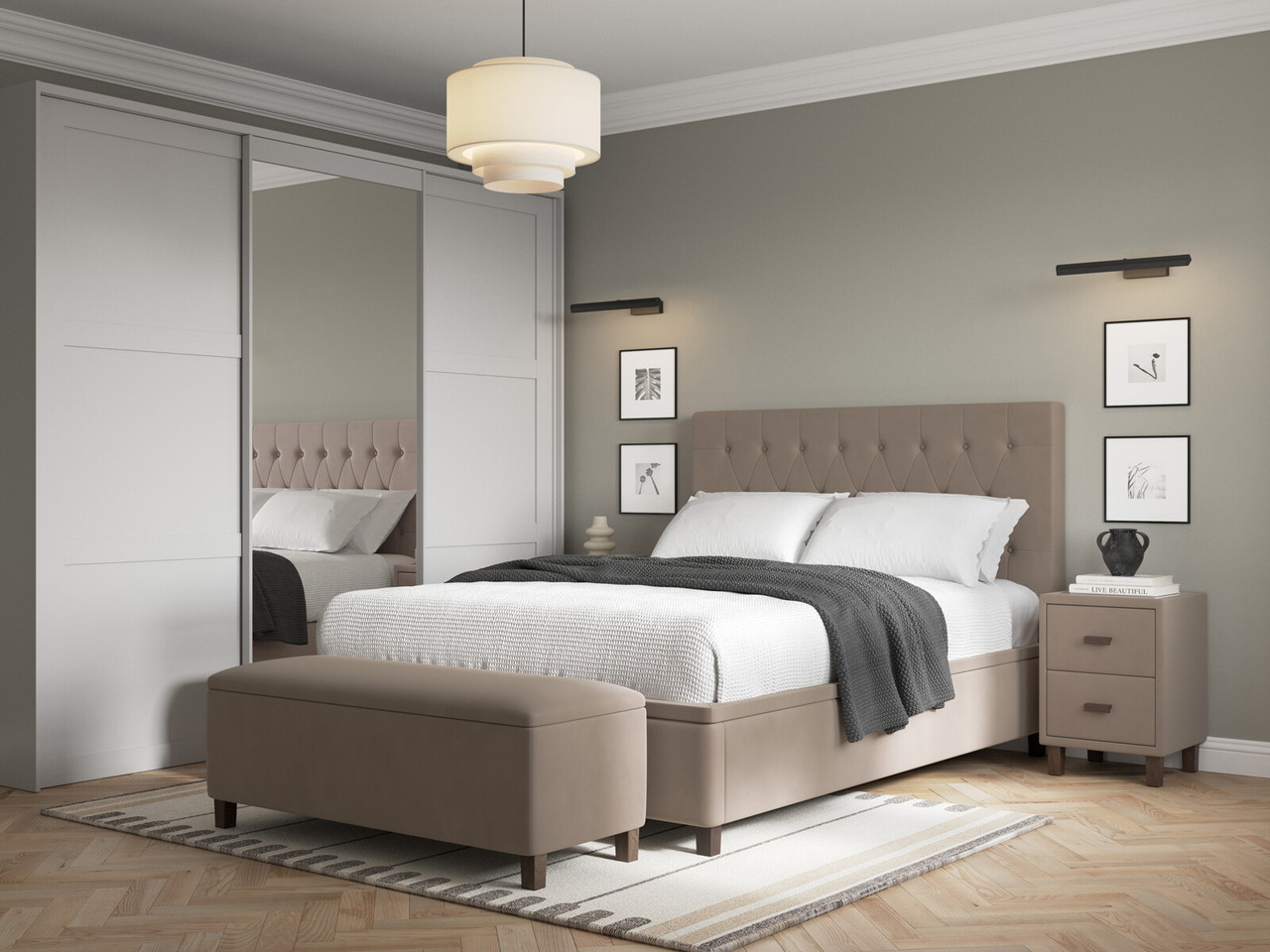 Snooze Lunar Ottoman Bed Frame Double Topaz Beige