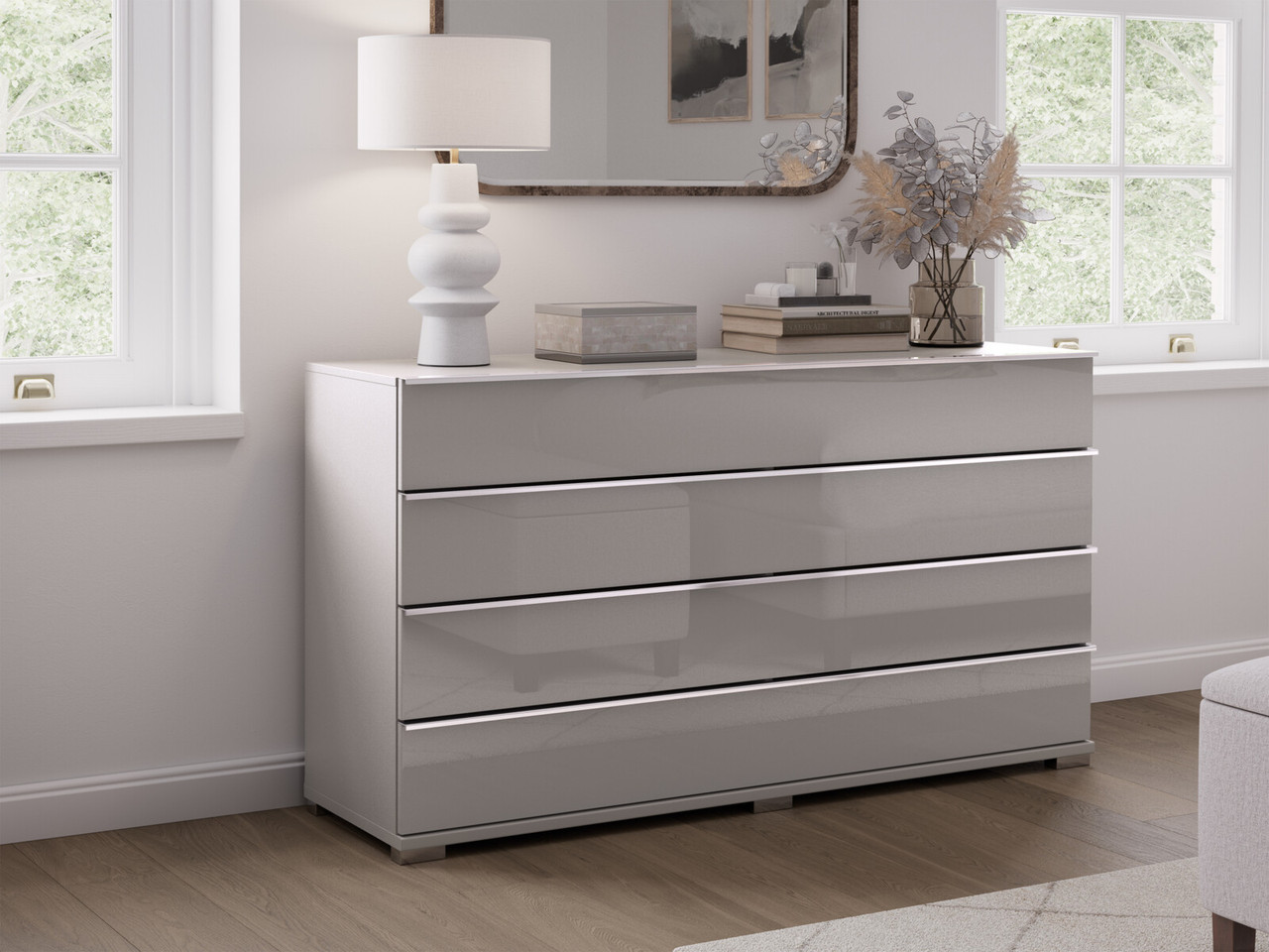 Sicily 4 Drawer Wide Chest Of Drawers 4 Drawers Havana