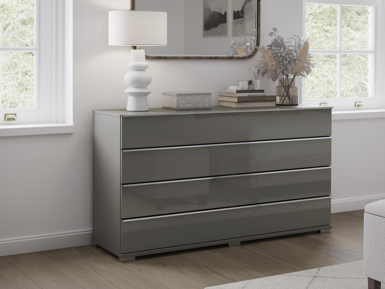 Sicily 4 Drawer Wide Chest Of Drawers 4 Drawers White Havana