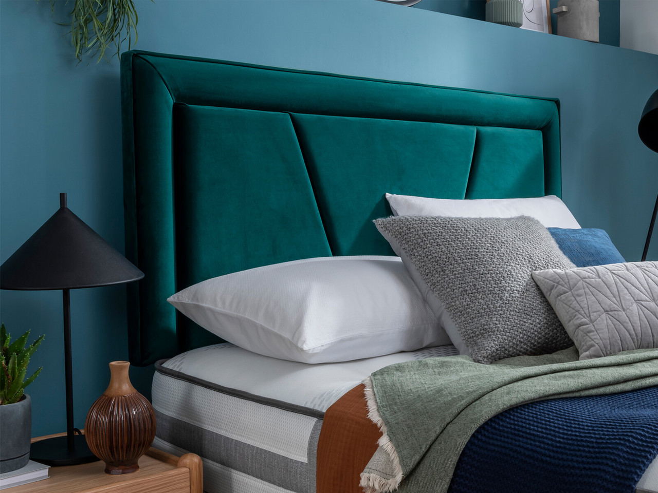 Silentnight Vister Strutted Headboard King Marine Blue