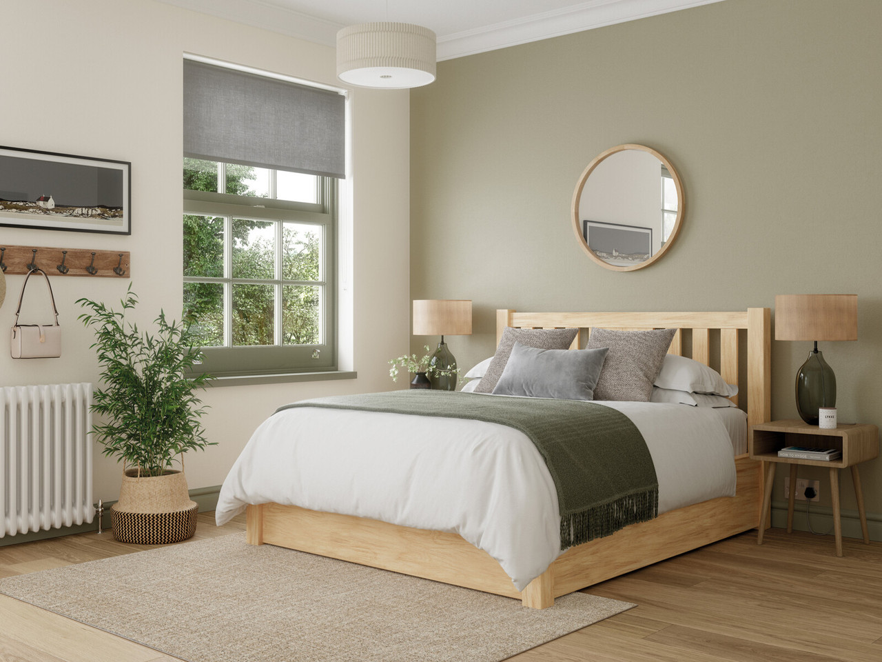 Edgemont Ottoman Wooden Bed Frame King Natural Oak