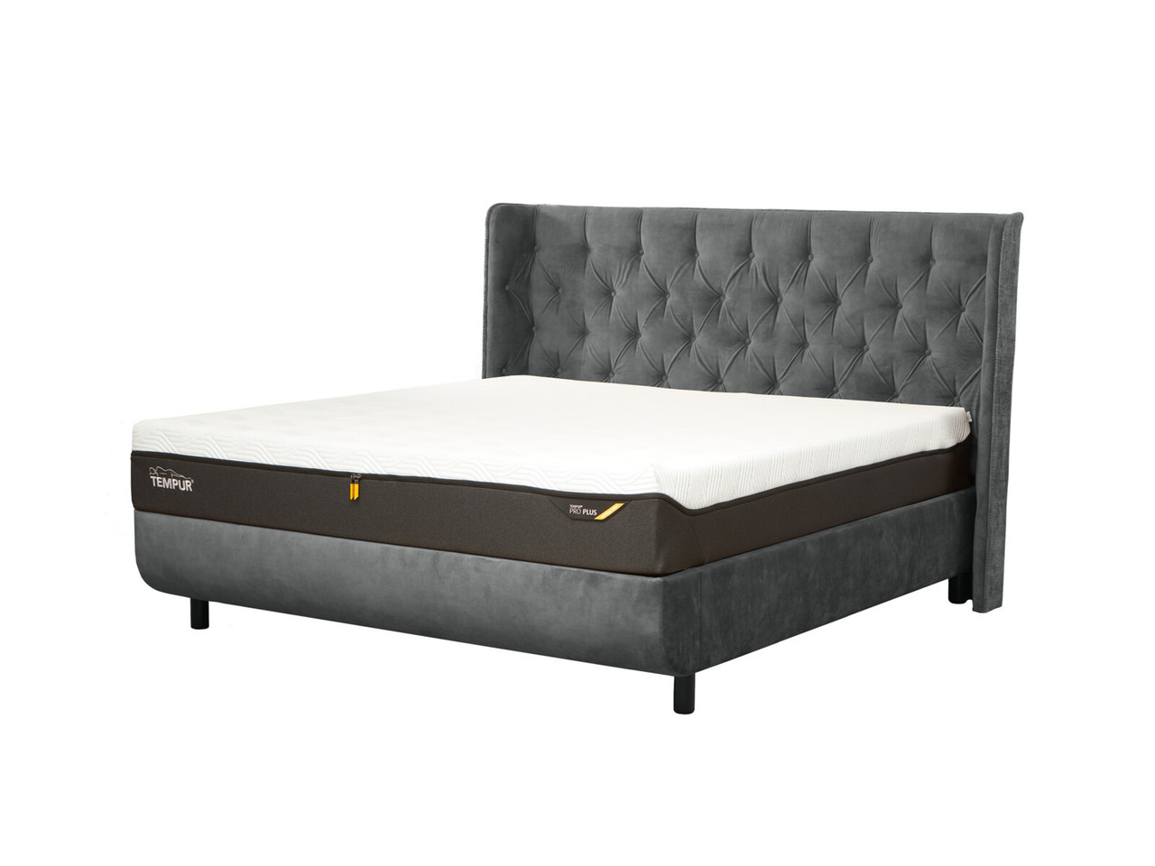 Tempur Arc Luxury Upholstered Ottoman Bed Frame King Gold