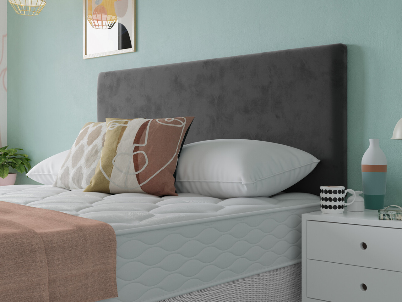 Gamma Headboard Small Single Arran Mid Grey