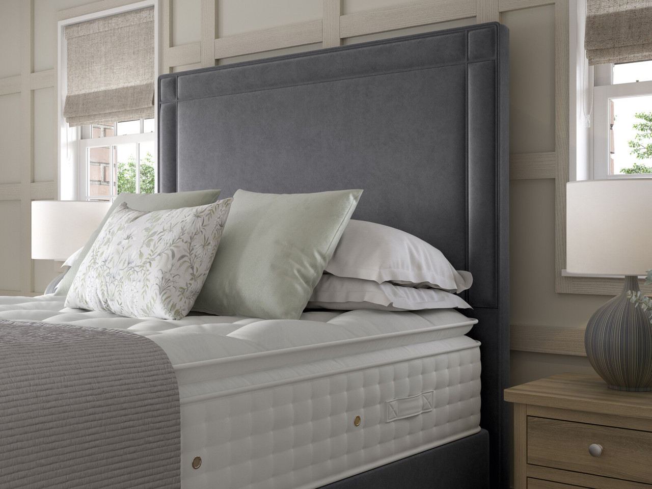Staples And Co Buckingham Piped Full Length Headboard Double London Tan