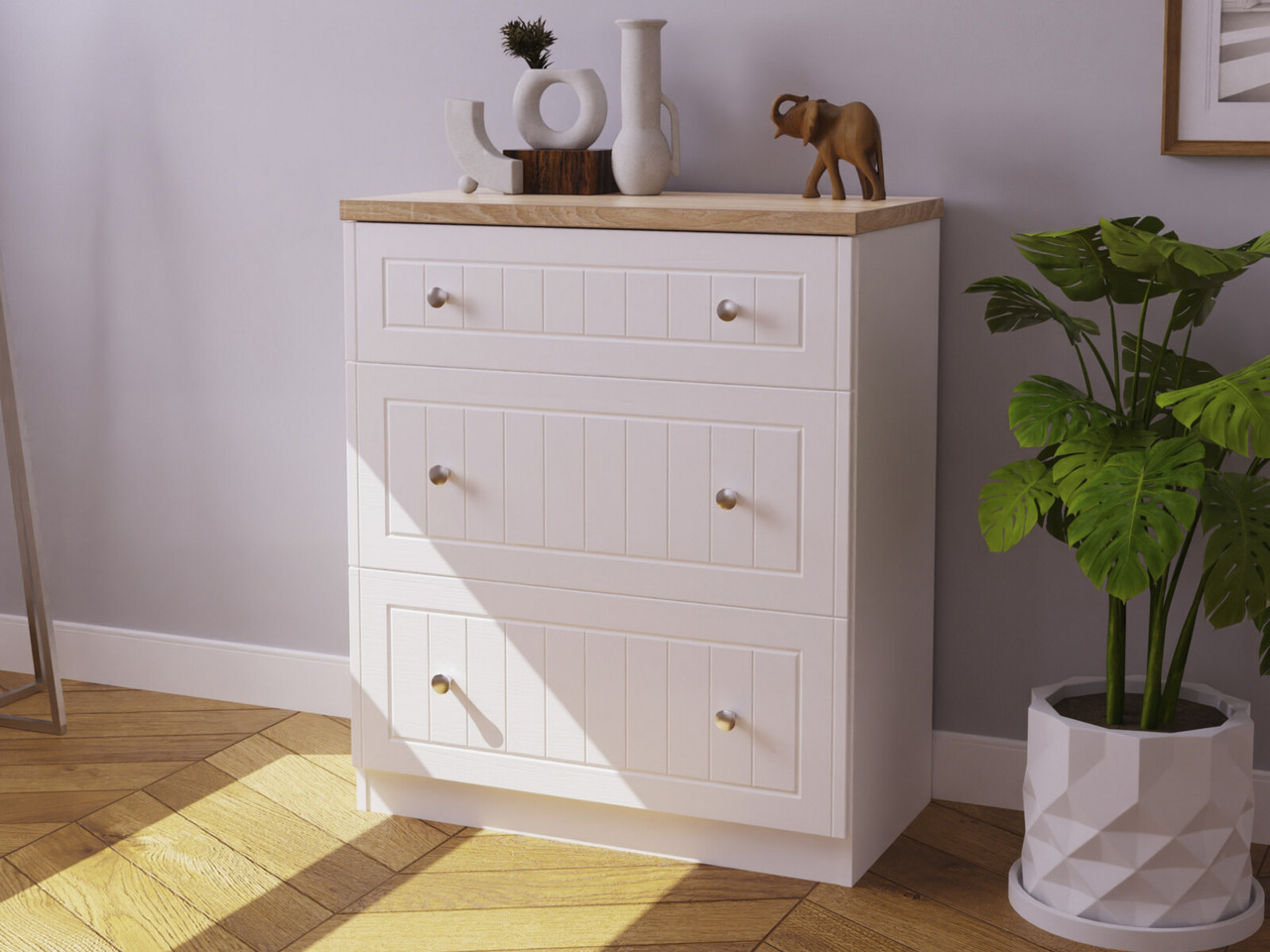 Andria 3 Drawer Deep Chest 3 Drawers Porcelain Oak