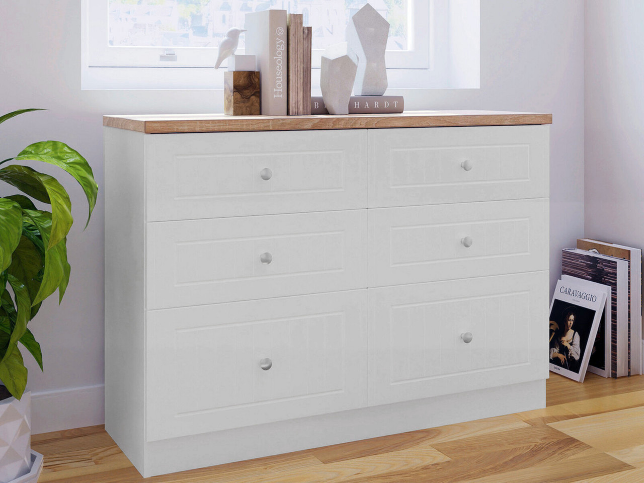 Andria 6 Drawer Wide Chest 6 Drawers Porcelain Oak