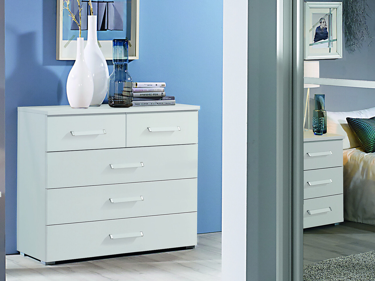 Lazio 3 2 Drawer Chest Of Drawers 5 Drawers Alpine White Silk Grey