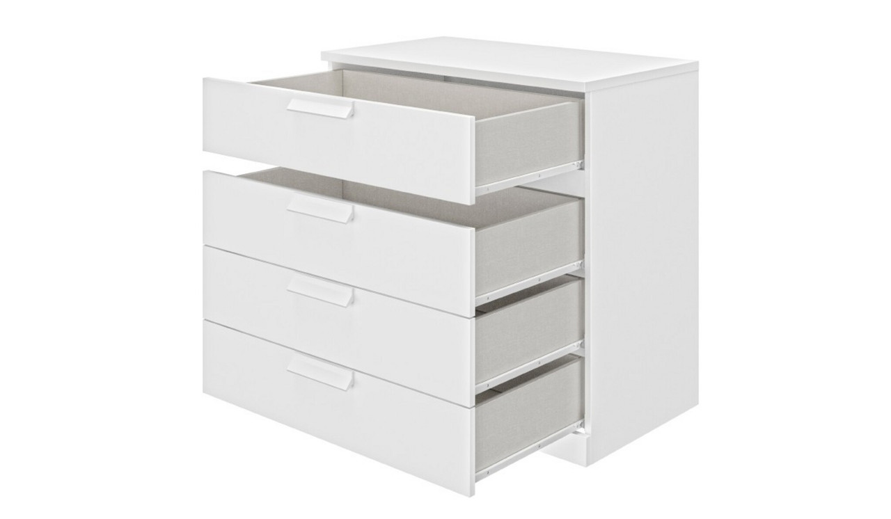 Bergen 4 Drawer Wide Chest Of Drawers 4 Drawers White