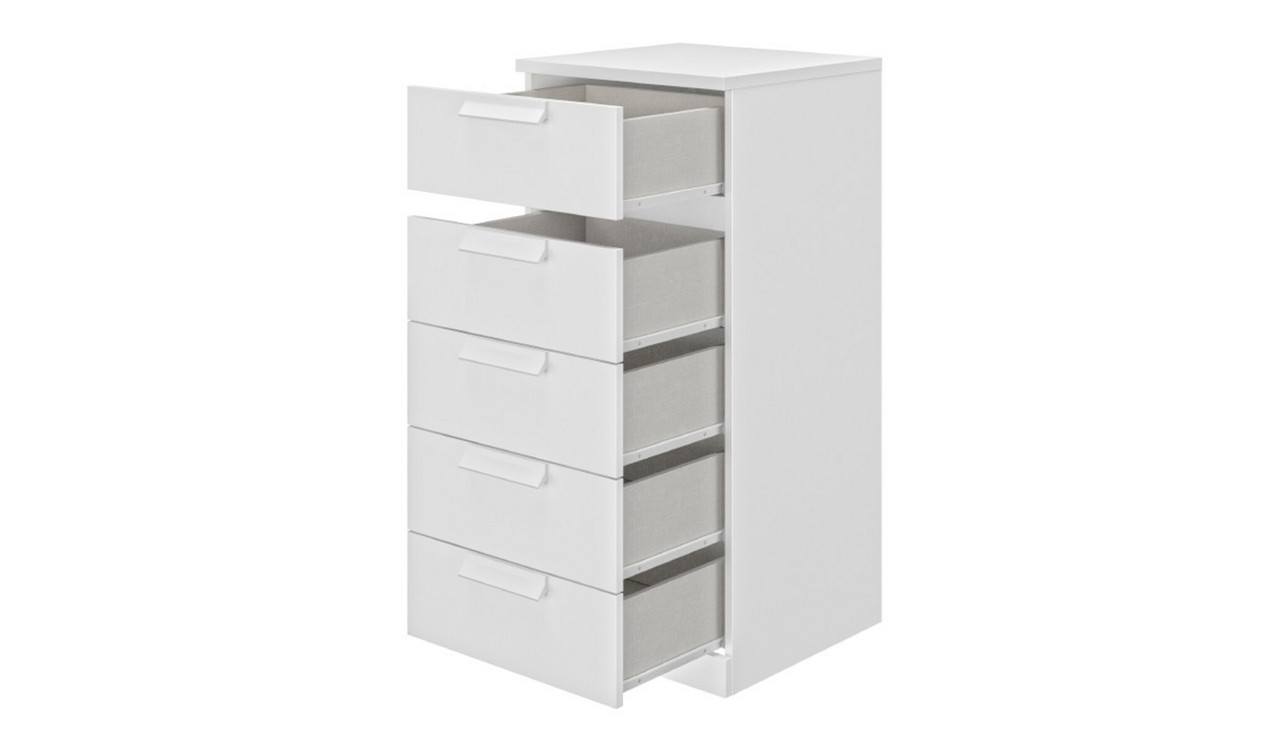 Bergen 5 Drawer Narrow Chest Of Drawers 5 Drawers White