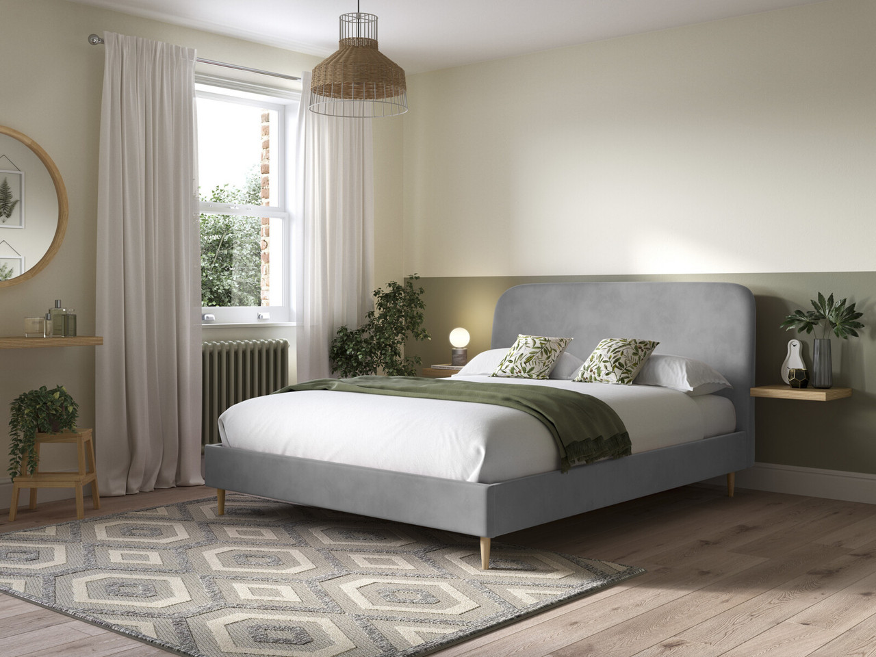 Kora Upholstered Bed Frame Double Dove Grey