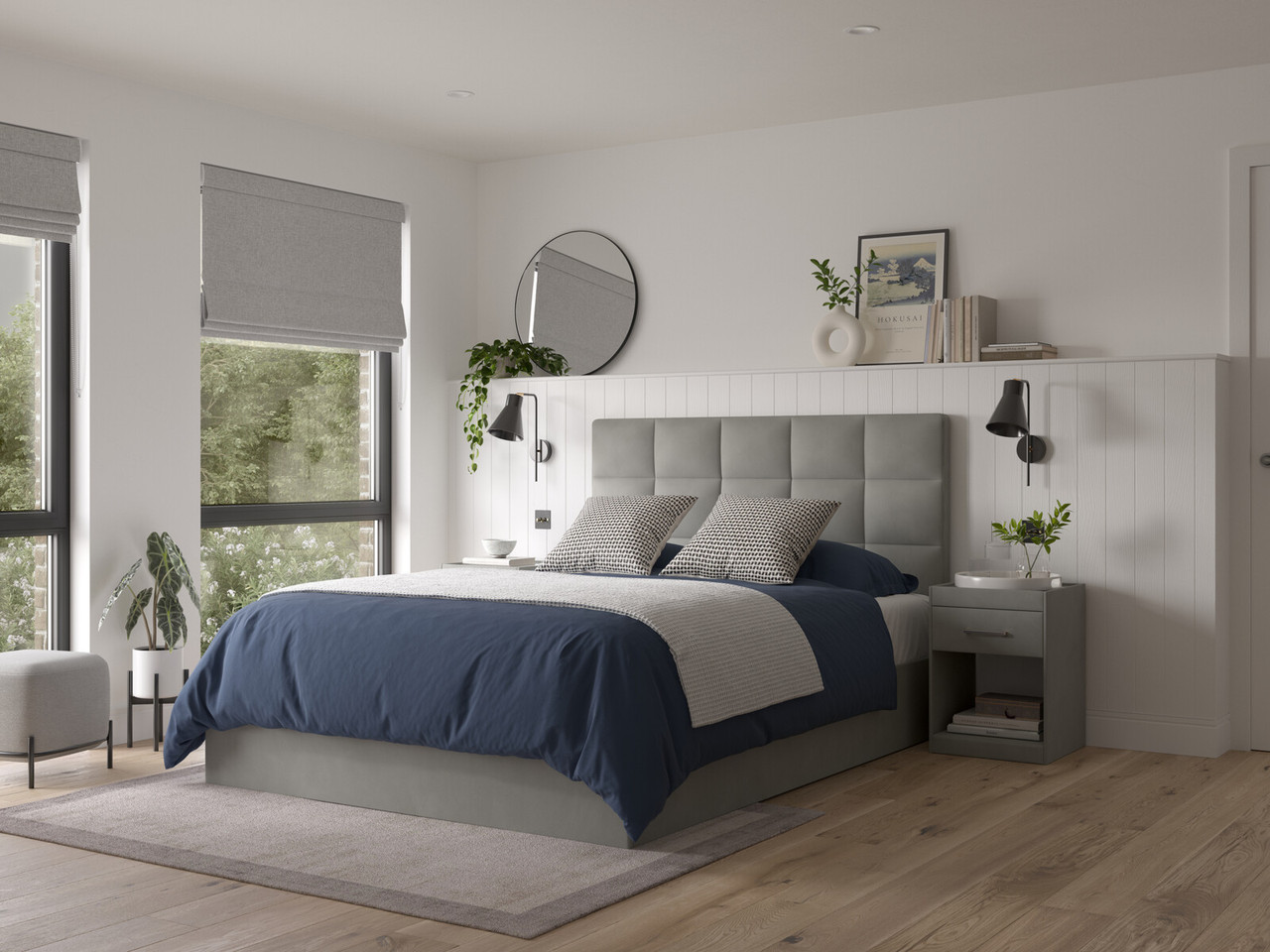 Silvia Ottoman Bed Frame Small Double Grey Velvet