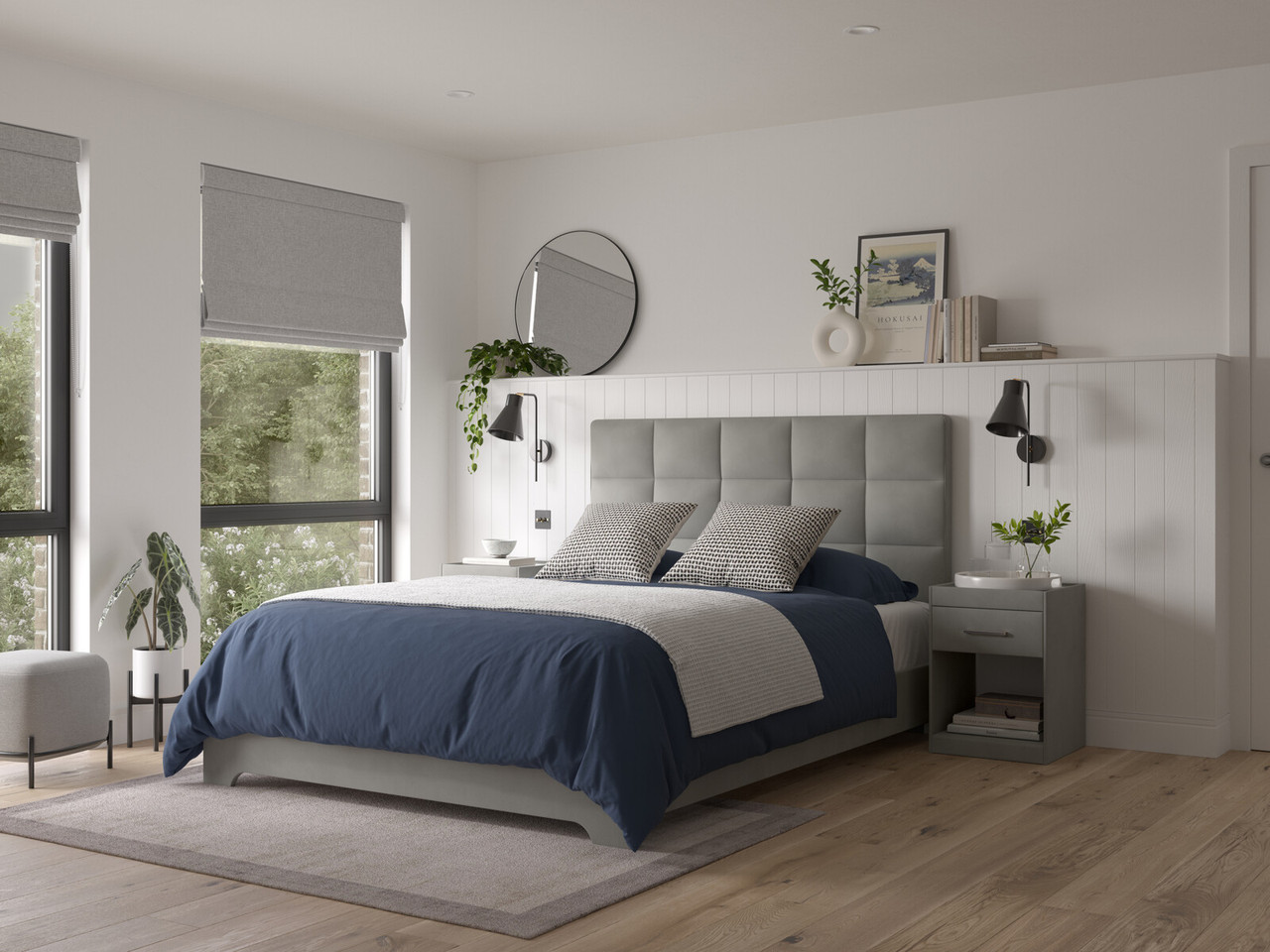 Silvia Bed Frame Double Grey Velvet