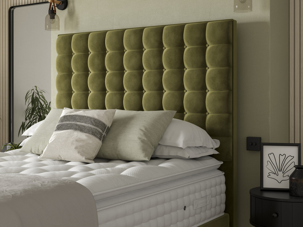 Staples And Co Bloomsbury Full Length Headboard Double Plush Carbon