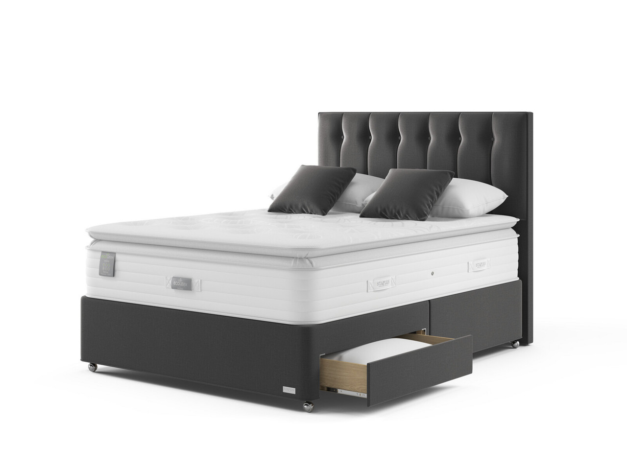 Staples And Co Renew Eco Latex Pocket 2300 Divan Bed Set Super King Castello Ink
