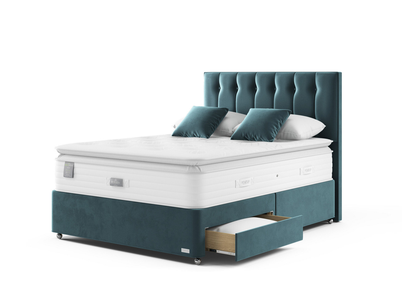 Staples And Co Renew Eco Latex Pocket 2300 Divan Bed Set King Canvas Navy