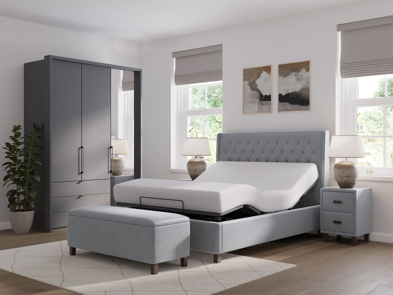 Snooze Star Adjustable Bed Frame Double Topaz Grey