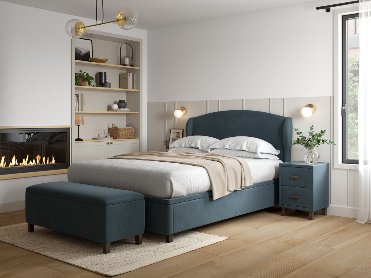 Snooze Sunset Ottoman Bed Frame Double Opulence Petrol