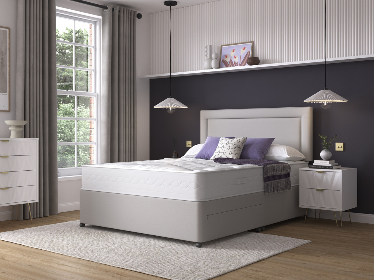 Paignton Backcare Divan Bed Set King Cool Grey