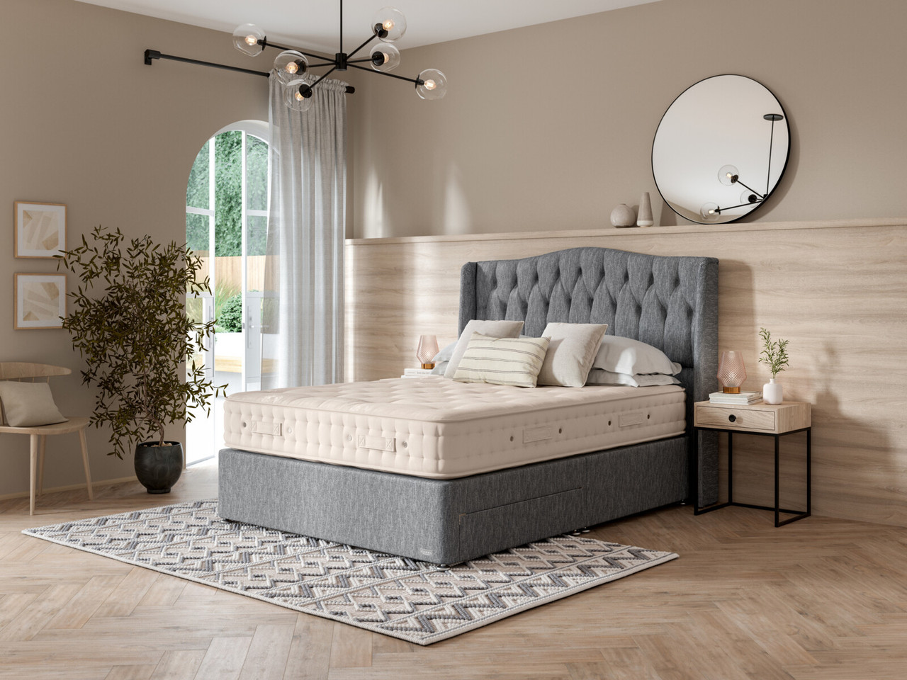 Hypnos Luxurious Earth 01 Divan Bed Set On Castors Super King Californian Clay