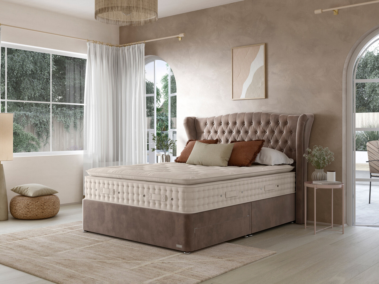 Hypnos Luxurious Earth 03 Divan Bed Set On Castors King Californian Clay