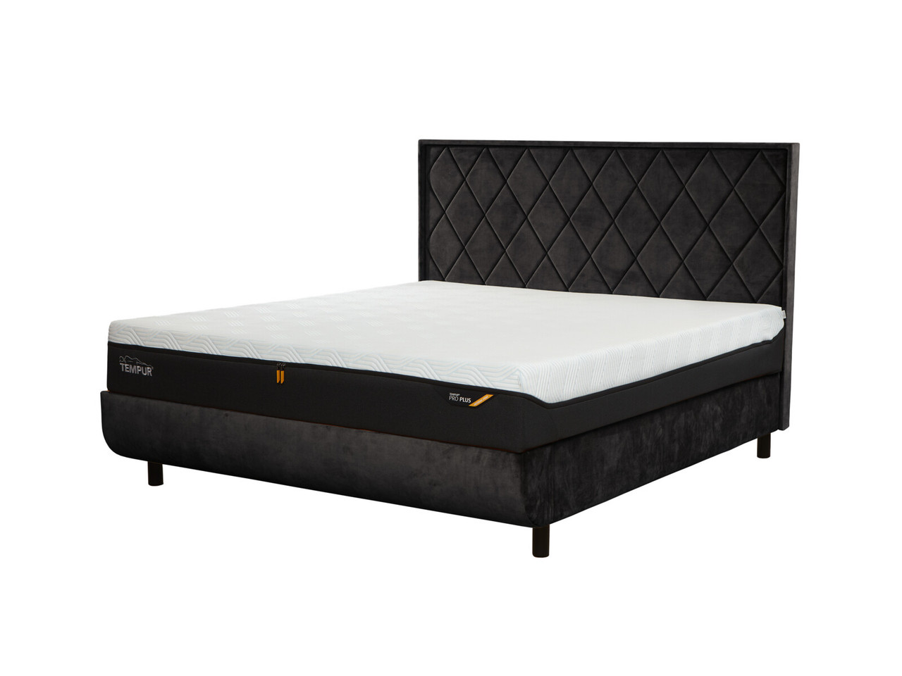 Tempur Arc Quilted Upholstered Ottoman Bed Frame King Dark Grey