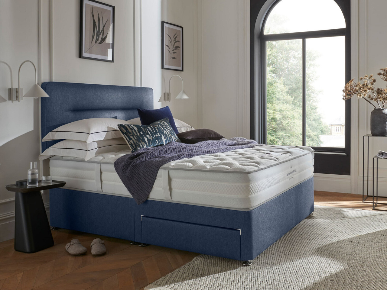 Silentnight 1400 Eco Dual Supreme Comfort Divan Bed Set King Marine Blue