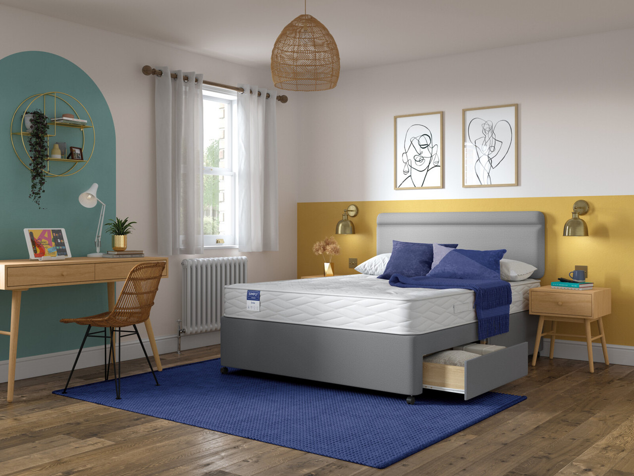 Simply By Bensons Smile Divan Bed Set On Castors King Cool Grey