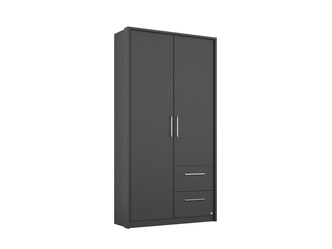 Lorenzo 2 Door 2 Drawer Hinged Wardrobe H: 212 X W: 99 X L: 54 Cm Metallic Grey   Metallic Grey