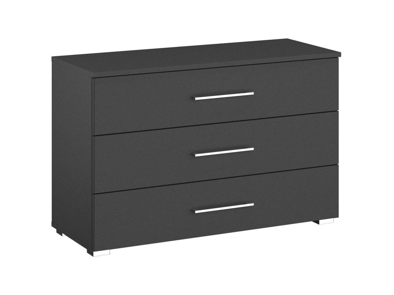 Lorenzo 3 Drawer Wide Chest Of Drawers 3 Drawers Alpine White   Metallic Grey