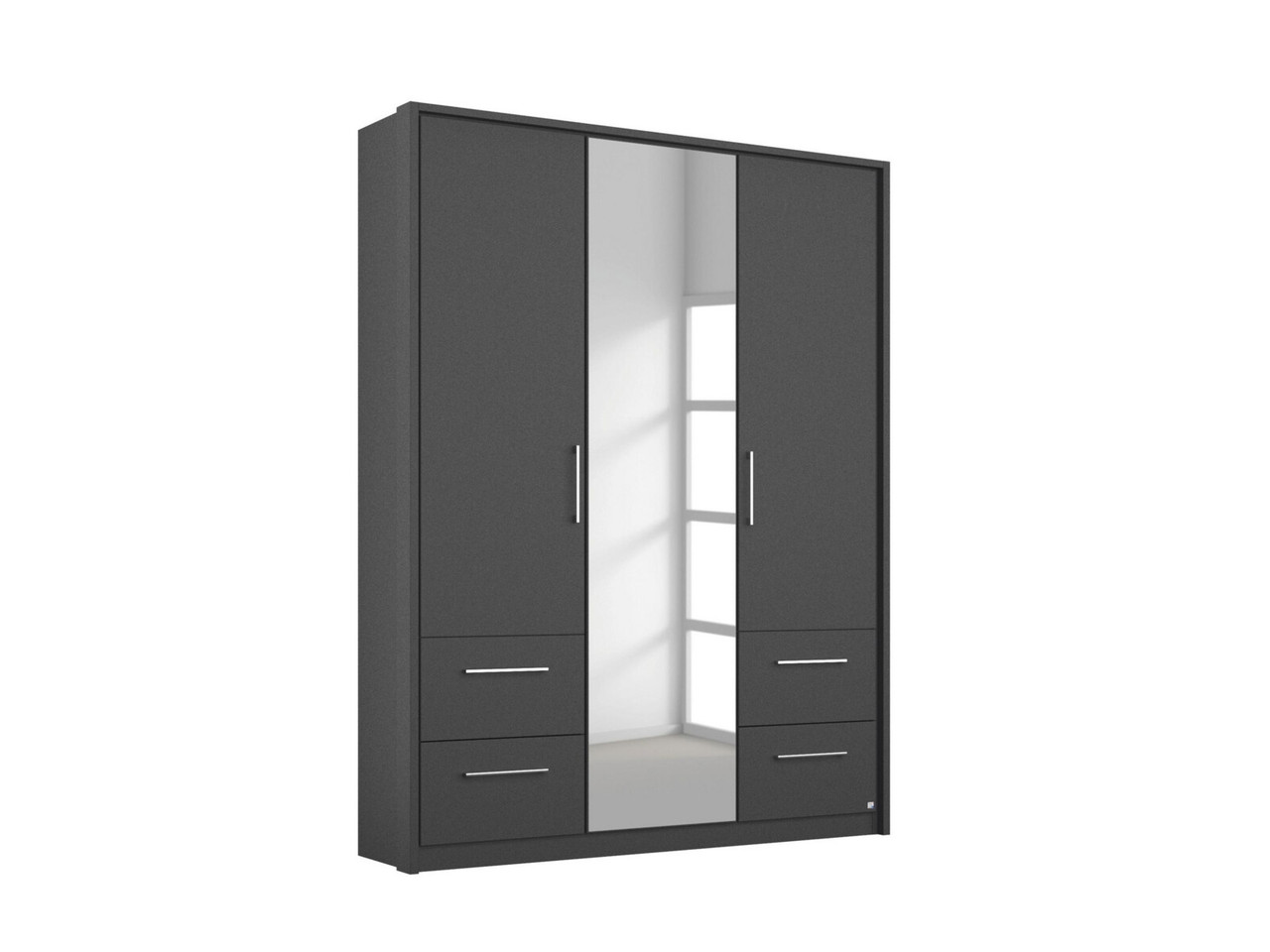 Lorenzo 3 Door 4 Drawer Hinged Wardrobe H: 212 X W: 144 X L: 54 Cm Sonoma Oak   Metallic Grey