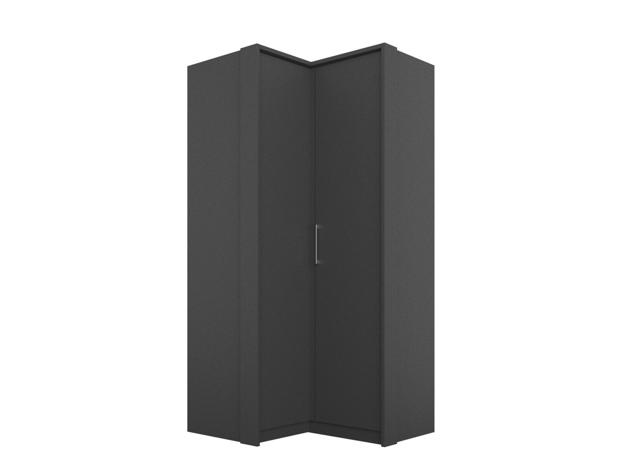 Lorenzo 2 Door Corner Wardrobe H: 212 X W: 100 X L: 102 Cm Metallic Grey   High Polish