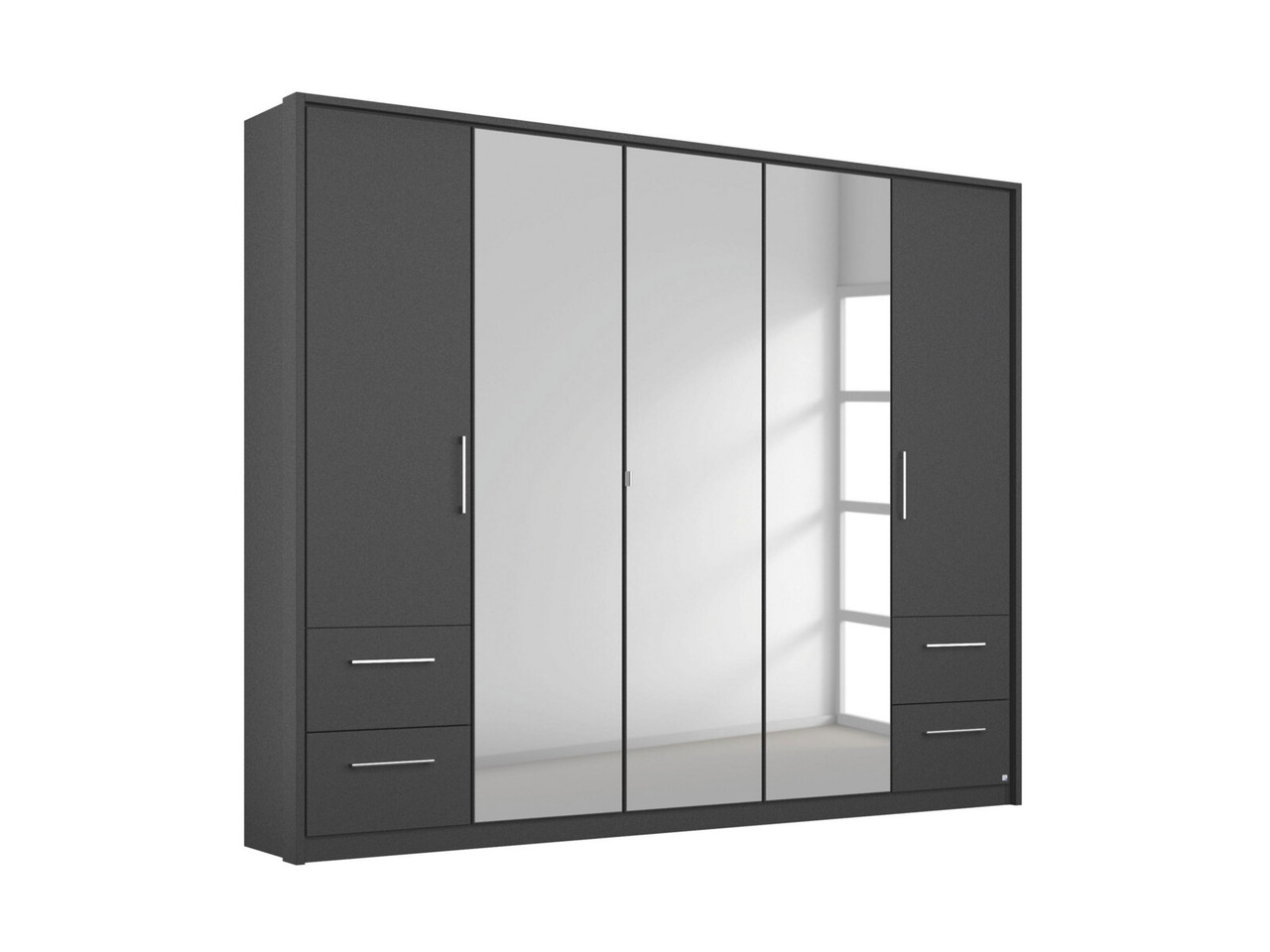 Lorenzo 5 Door 4 Drawer Wardrobe With 3 Mirrors H: 212 X W: 234 X L: 54 Cm Sonoma Oak   Alpine White