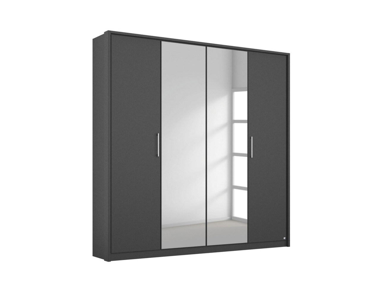 Lorenzo 4 Door Hinged Wardrobe With 2 Mirrors 4 Door Hinged Alpine White   High Polish