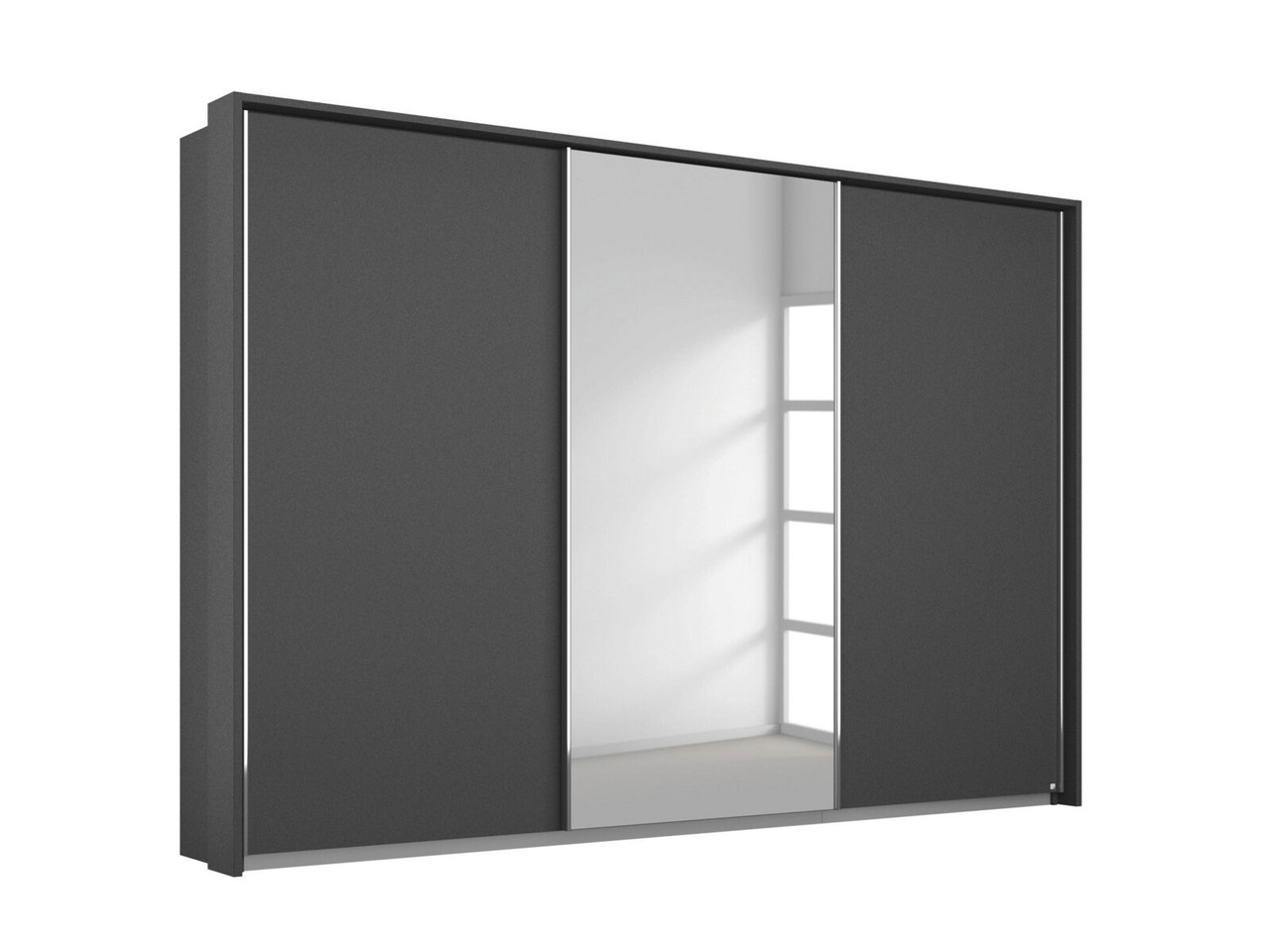 Lorenzo 3 Door Slider Wardrobe With 1 Mirror 3 Door Sliding Sonoma Oak   Metallic Grey