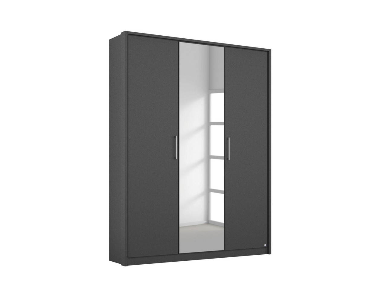 Lorenzo 3 Door Hinged Wardrobe With 1 Mirror 3 Door Hinged Metallic Grey   High Polish