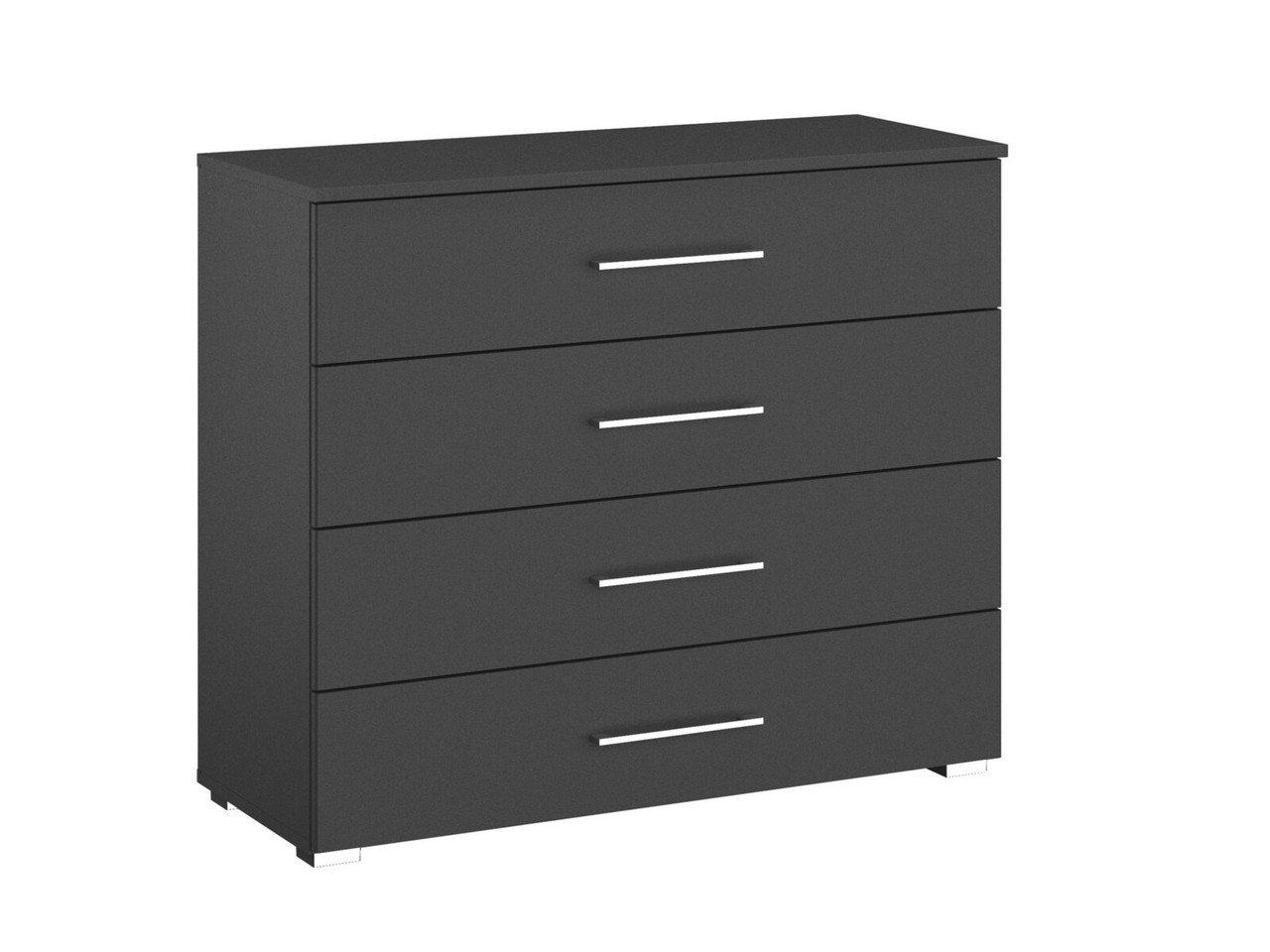 Lorenzo 4 Drawer Wide Chest Of Drawers 4 Doors Alpine White   Metallic Grey