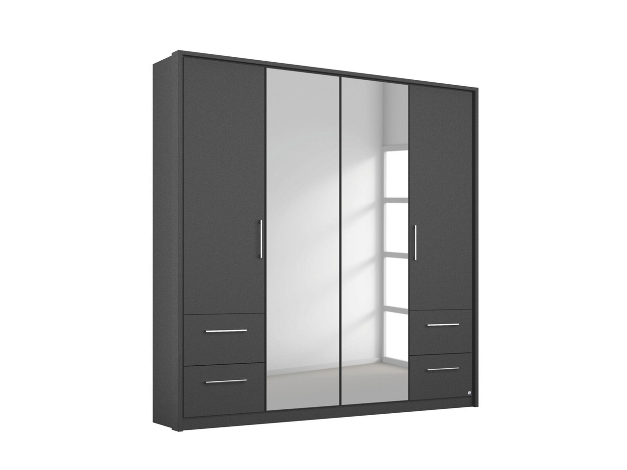 Lorenzo 4 Door 4 Drawer Hinged Wardrobe H: 212 X W: 189 X L: 54 Cm Alpine White   High Polish