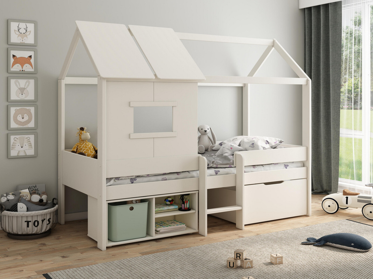 Skye Playhouse Midsleeper Bed Frame And Mattress Single White