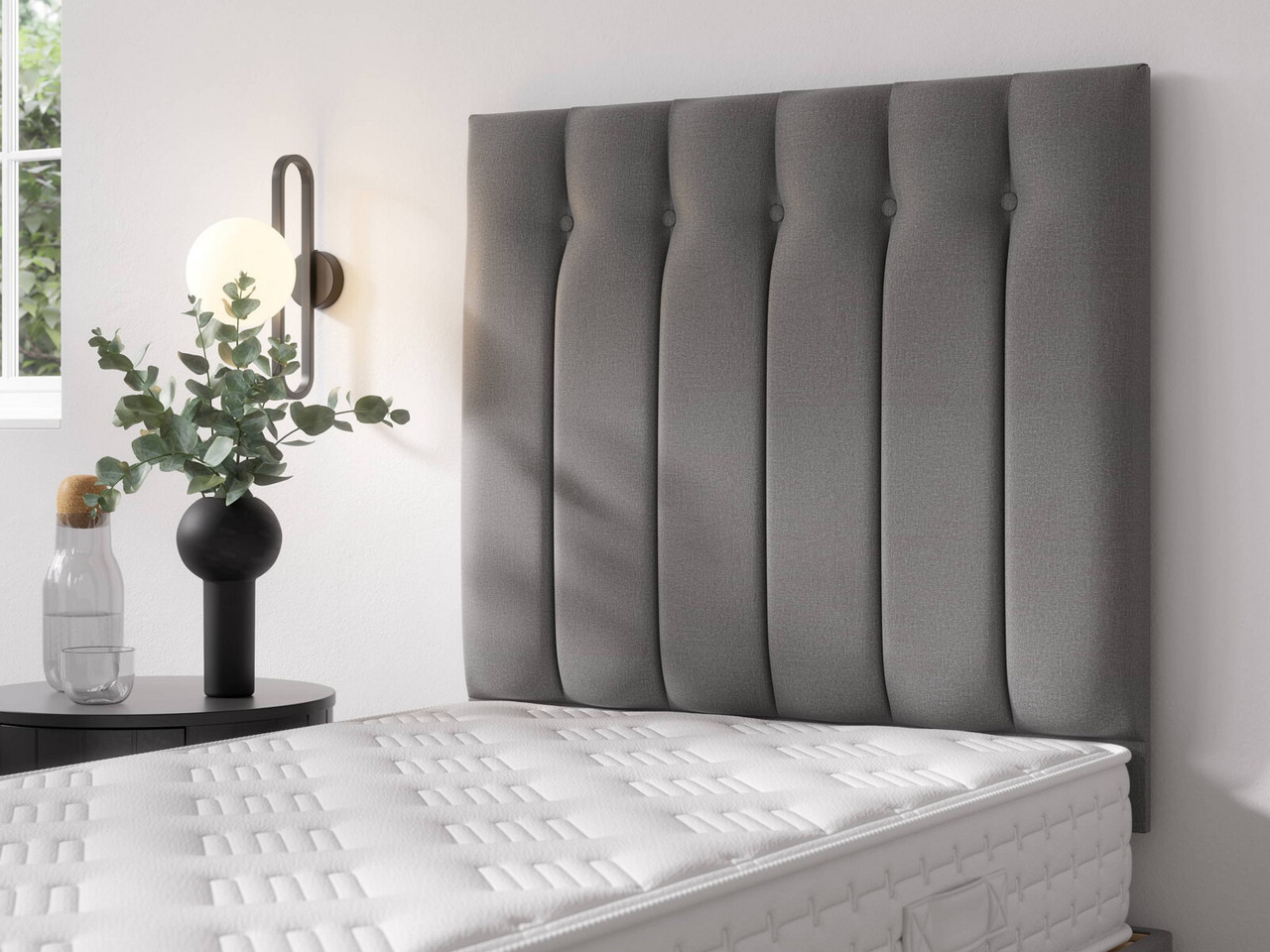 Moray Strutted Headboard Double Comet Charcoal