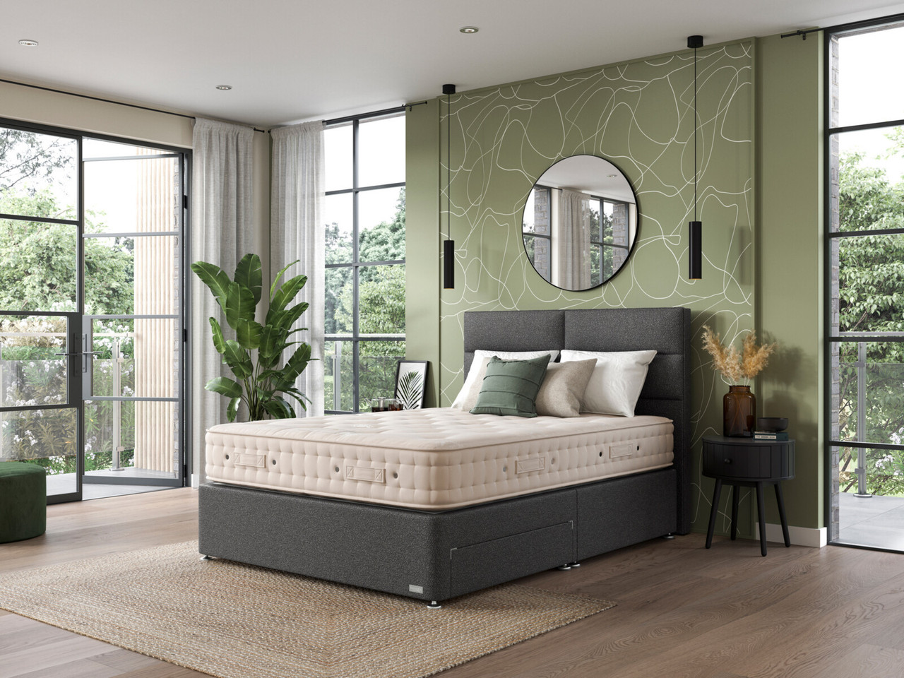 Hypnos Luxurious Earth 02 Divan Bed Set On Glides Double Californian Clay