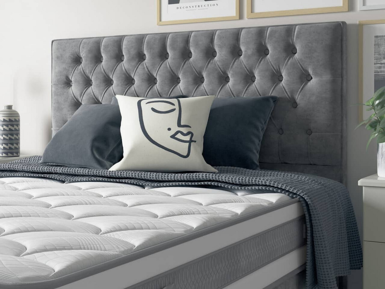 Staples Co Kensington Hotel Height Split Headboard King Canvas Mist