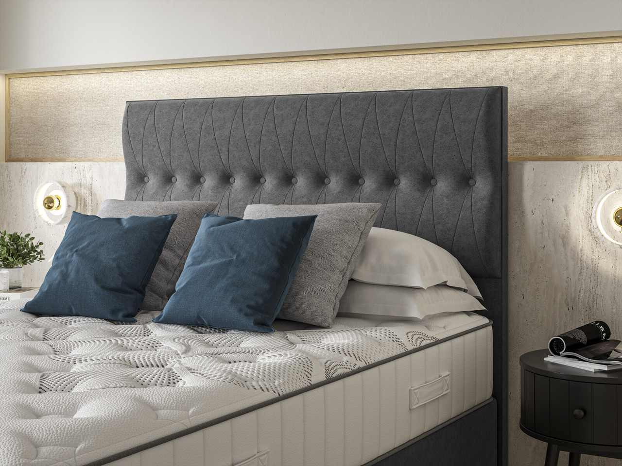 Staples Co Victoria Floor Standing Split Headboard Super King Bespoke Mineral