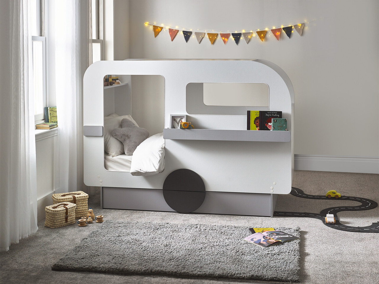 Explore Caravan Bedframe Single Vapor Grey White