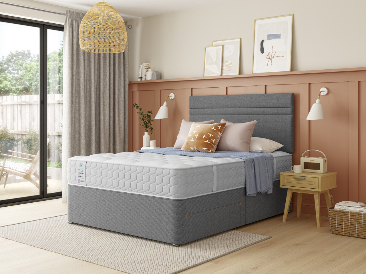 Sealy Brisbane Ortho Firm Support Divan Bed Set Super King Slate